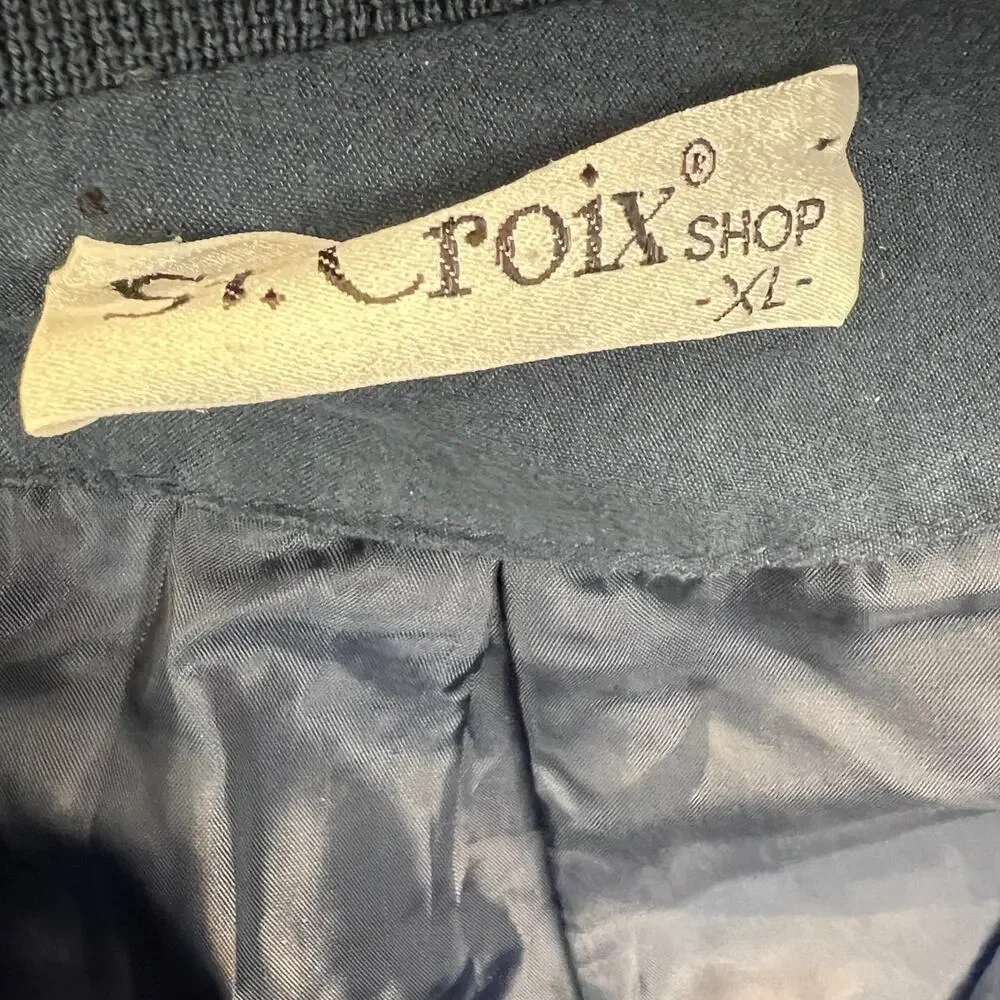Vintage St. Croix Microfiber Full Zip Jacket Mens Size XL Navy Lined Embroidered